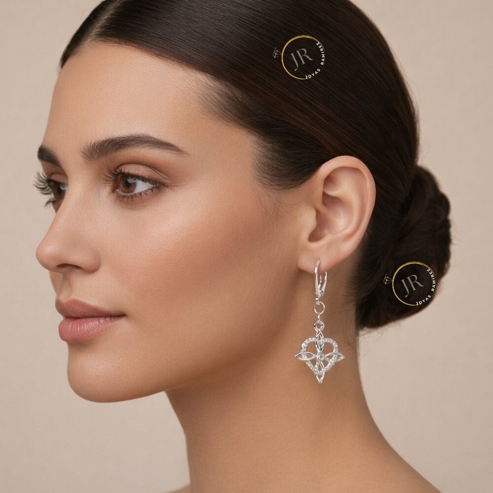 925 Silver Mystic Knot Earrings · Heart Accent · Symbolic Feminine Jewelry.